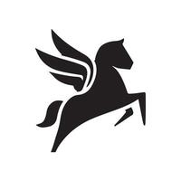 Pegasus, logo, icoon, silhouet zwart en wit kleur ontwerp vector