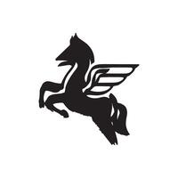 Pegasus, logo, icoon, silhouet zwart en wit kleur ontwerp vector