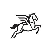 Pegasus, logo, icoon, silhouet zwart en wit kleur ontwerp vector