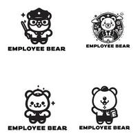reeks van bears werknemer illustratie, logo, icoon, silhouet ontwerp vector