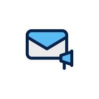 e-mail promotie pictogram ontwerp vectorillustratie met symbool uitzending, envelop, bericht, megafoon en luidspreker voor reclamezaken vector