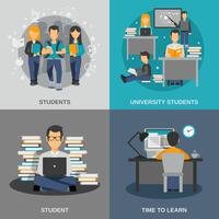 student flat set vector