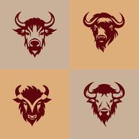 logo van een buffel reeks bizon icoon silhouet ontwerp vector