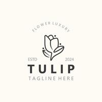 tulp bloem logo met bladeren ontwerp, geschikt voor mode, schoonheid spa en winkel embleem bedrijf vector