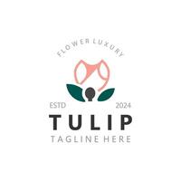 tulp bloem logo met bladeren ontwerp, geschikt voor mode, schoonheid spa en winkel embleem bedrijf vector