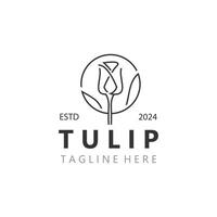 tulp bloem logo met bladeren ontwerp, geschikt voor mode, schoonheid spa en winkel embleem bedrijf vector