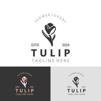 tulp bloem logo met bladeren ontwerp, geschikt voor mode, schoonheid spa en winkel embleem bedrijf vector