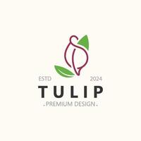 tulp bloem logo met bladeren ontwerp, geschikt voor mode, schoonheid spa en winkel embleem bedrijf vector