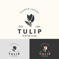 tulp bloem logo met bladeren ontwerp, geschikt voor mode, schoonheid spa en winkel embleem bedrijf vector