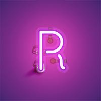 Roze realistisch neonkarakter met draden en console van een fontset, vectorillustratie vector