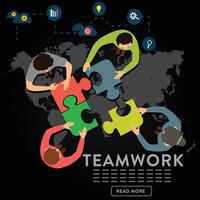 bedrijf concept. symbool van teamwerk, medewerking, vennootschap. team metafoor. mensen aansluiten puzzels naar elk ander. vlak ontwerp stijl. vector