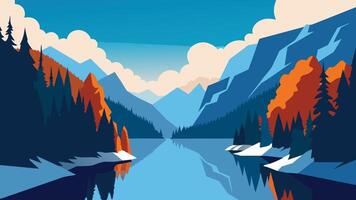 sneeuw Aan braies meer. kleurrijk herfst landschap in Italiaans Alpen, natuurpark fanes-sennes-prags, dolomiet, Italië, Europa. illustratie natuur achtergrond vector