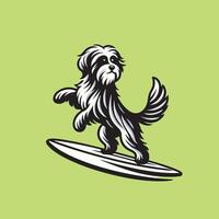 hond spelen surfplanken - Havanezer hond surfing illustratie vector