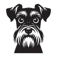 illustratie van een angstig schnauzer hond gezicht in zwart en wit vector