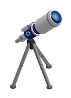 isometrische telescoop Aan statief voor observeren ruimte, sterren en planeten van zonne- systeem. ruimte verkenning. realistisch 3d Aan wit achtergrond vector