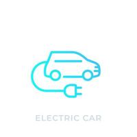 elektrische auto met stekker, ev, lineair pictogram vector