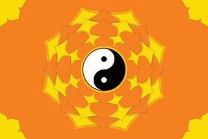 ying yang symbool meditatieve concept achtergrond met florale decoratie vectorillustratie vector