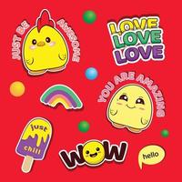 set van schattige stickers vector illustratie sjabloon