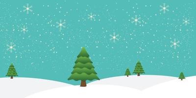 kerstvakantie en winterlandschapsontwerp vectorillustratie met sneeuwvlokken en bomen vector