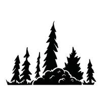 silhouet met bomen en naald- Woud landschap silhouetten illustratie vector