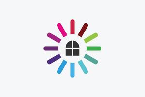 kleurrijk regenboog huis kleur decoratie, huis verf logo ontwerp sjabloon vector