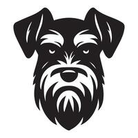 een streng schnauzer hond gezicht illustratie in zwart en wit vector