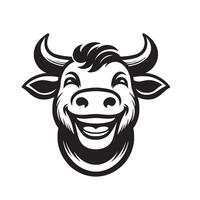 stier - een blij stier gezicht logo concept ontwerp lachend vector