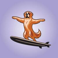 hond spelen surfplanken - heilige Bernard hond surfing illustratie vector