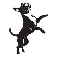 Boston terriër - Boston terriër hond jumping illustratie in zwart en wit vector