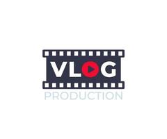 vlog, videobloggen, vectorlogo met filmstrip vector