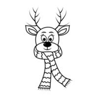 kerst herten hoofd in sjaal in doodle stijl. vector