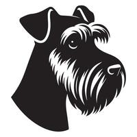 een verdrietig schnauzer hond gezicht illustratie in zwart en wit vector