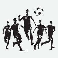 dynamisch silhouetten, een spectaculair ensemble van voetbal spelers vector