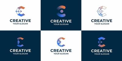 set van creatieve letter c technologie logo-ontwerp vector