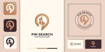 pin-zoeklogo-concept en visitekaartje vector