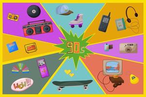 90s retro elementen set. 90s stijlvol. hand- getrokken digitaal illustratie vector