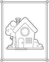 schattig huis geschikt voor kinderen kleur bladzijde illustratie vector