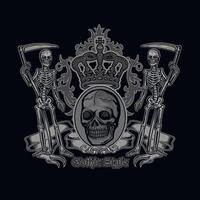 gotisch teken met skelet met zeis, grunge wijnoogst ontwerp t overhemden vector