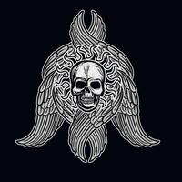 gotisch teken met schedel met cherubijn Vleugels, grunge wijnoogst ontwerp t overhemden vector