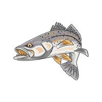 gespikkeld forel visvangst illustratie logo beeld t overhemd vector