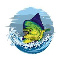 mahimahi dorado visvangst illustratie logo beeld t overhemd vector