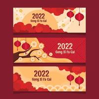 rood gouden gong xi fa cai 2022 vector