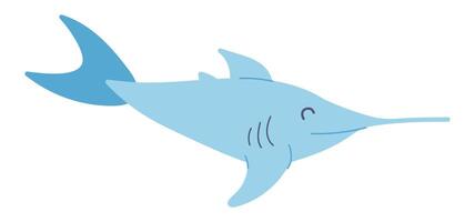 schattig zwaardvis in vlak ontwerp. atlantic onderwater- dier, oceaan dieren in het wild. illustratie geïsoleerd. vector