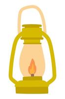 camping wijnoogst lantaarn in vlak ontwerp. kamp gas- lamp, toerist verlichting. illustratie geïsoleerd. vector