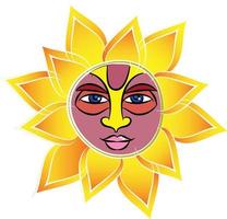 god surya of zon in de stijl van Indiase volkskunst pinguli. voor textieldruk, logo, behang vector