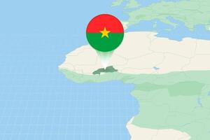 kaart illustratie van Burkina faso met de vlag. cartografisch illustratie van Burkina faso en naburig landen. vector