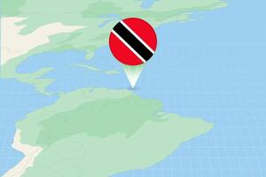 kaart illustratie van Trinidad en Tobago met de vlag. cartografisch illustratie van Trinidad en Tobago en naburig landen. vector