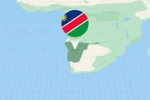 kaart illustratie van Namibië met de vlag. cartografisch illustratie van Namibië en naburig landen. vector
