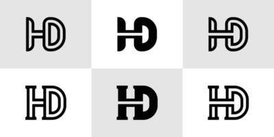 brieven hd monogram logo set, geschikt voor bedrijf met hd of dh initialen vector