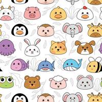 schattig kawaii emoji dier pictogrammen patroon vector